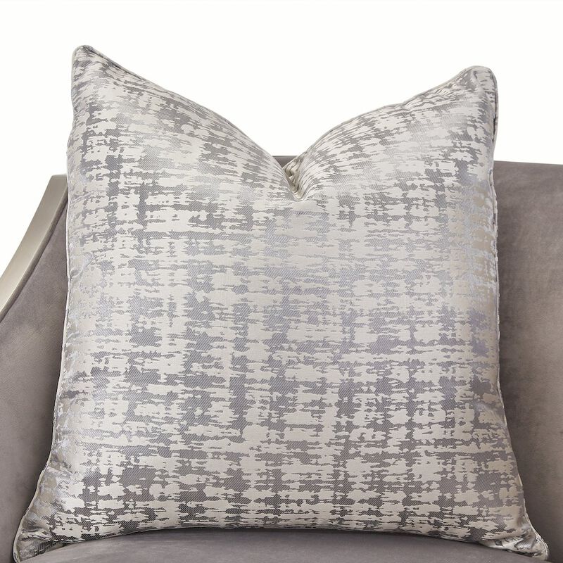 Michael Amini Roxbury Park Velvet Accent Chair - Gray Pearl/Stainless Steel