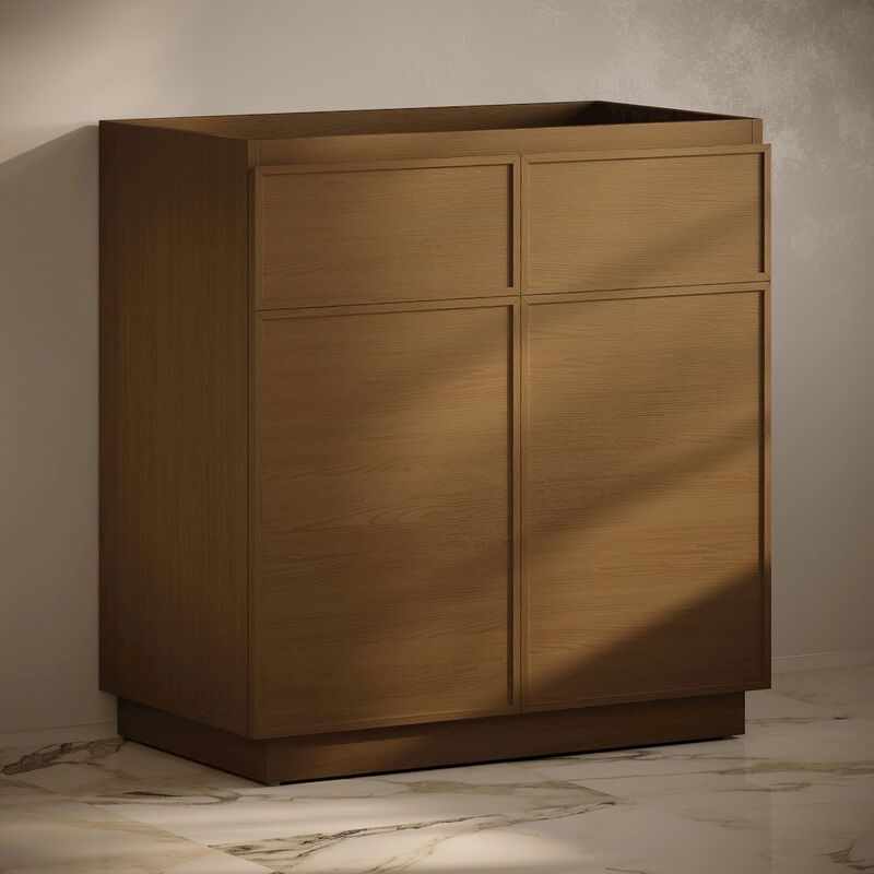 St. Tropez 36" Freestanding Bathroom Vanity Cabinet without Top in Brown Oak image number 2