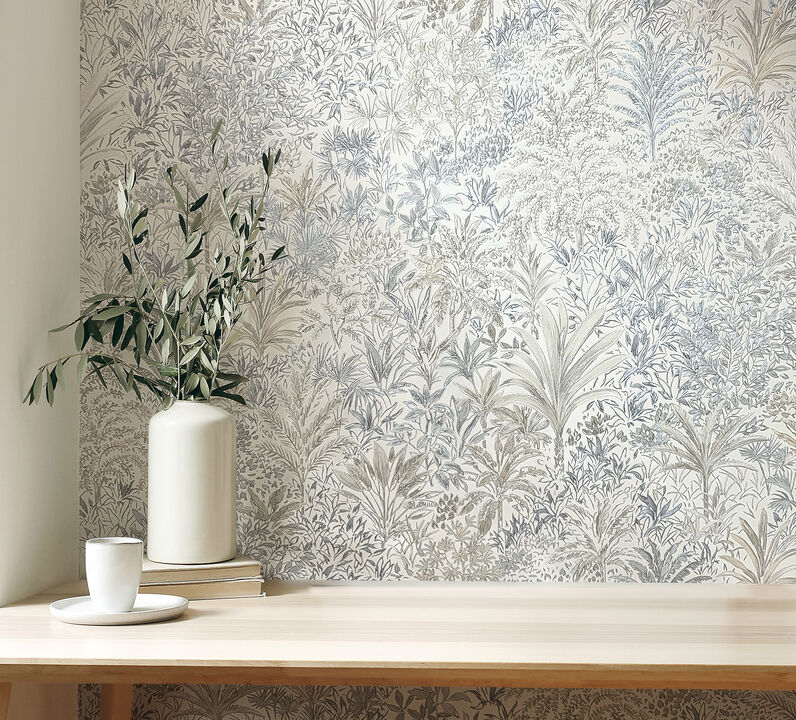 Meilani Natural & Grey Palm Landscape Wallpaper (Set of 2)