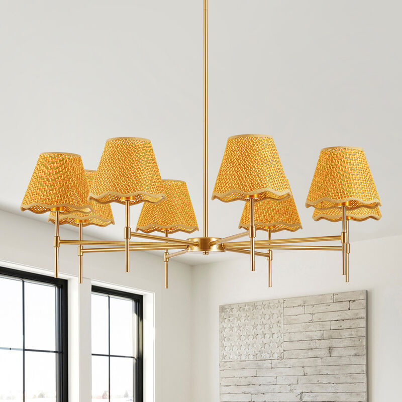 ELEMENT ACE Woven Rattan Linen Semi Flush Mount Ceiling Light Modern Boho Drum Lamp Suitable for Bedroom Kitchen Dining Room Living Room Hallway Entryway Foyer image number 1