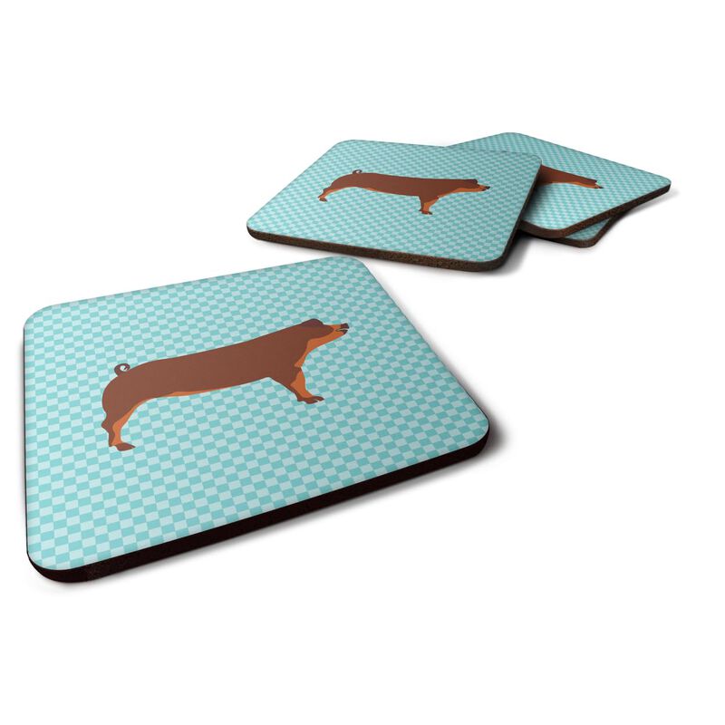 Caroline's Treasures Duroc Pig Blue Check Decorative coasters, 3.5, Multicolor