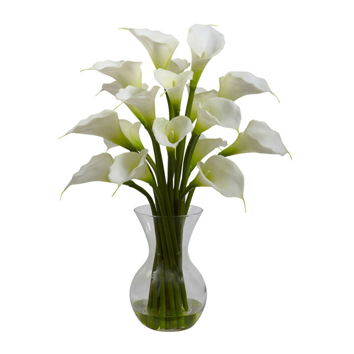 Nearly Natural Galla Calla Lily w/Vase Arrangement Cream