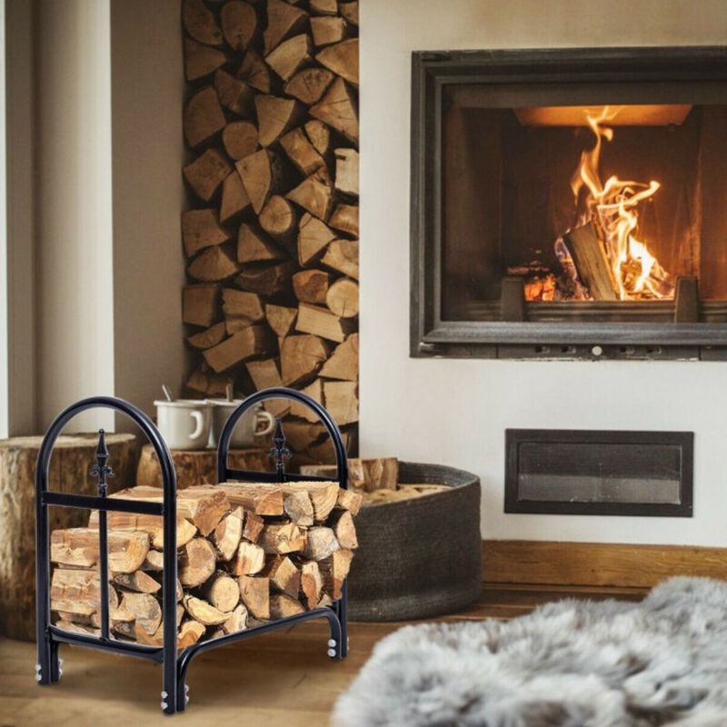 Hivvago 2 Ft. Small Indoor/Outdoor Heavy Duty Steel Firewood Storage Holder