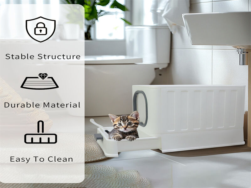 Anti-Splashing Enclosed Plastic Cat Litter Box image number 6