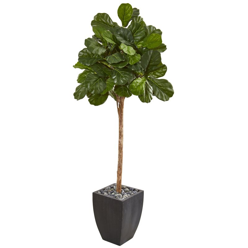 Hivvago 71 Inches Fiddle Leaf Fig Artificial Tree in Black Planter