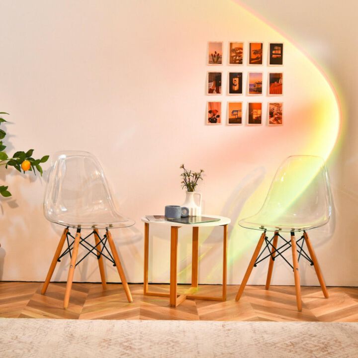 Hivvago Set of 4 Dining Chairs Modern Plastic Shell Side Chair with Clear Seat and Wood Legs