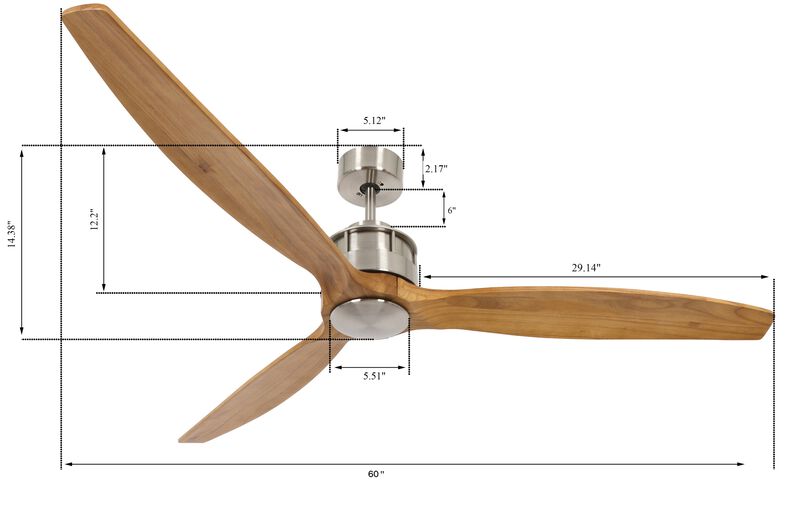 Lucci Air Akmani 60" Ceiling Fan with Remote Control, Energy Efficient DC Ceiling Fan, Quiet High Airflow Blades image number 5