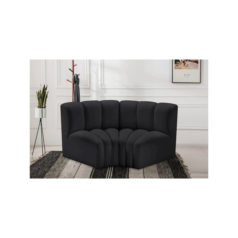 Meridian Furniture Arc Black Vegan Leather Modular Sofa