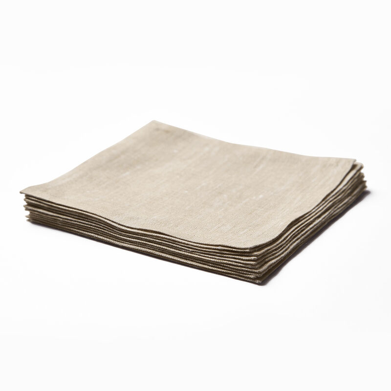 Solino Home 100% Pure Linen Cocktail Napkins 6 x 6 Inch Set of 12 - Athena