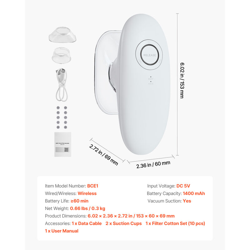 VEVOR Body Sculpting Machine 3-in-1 Electric Cellulite Massager with 3 Modes image number 6