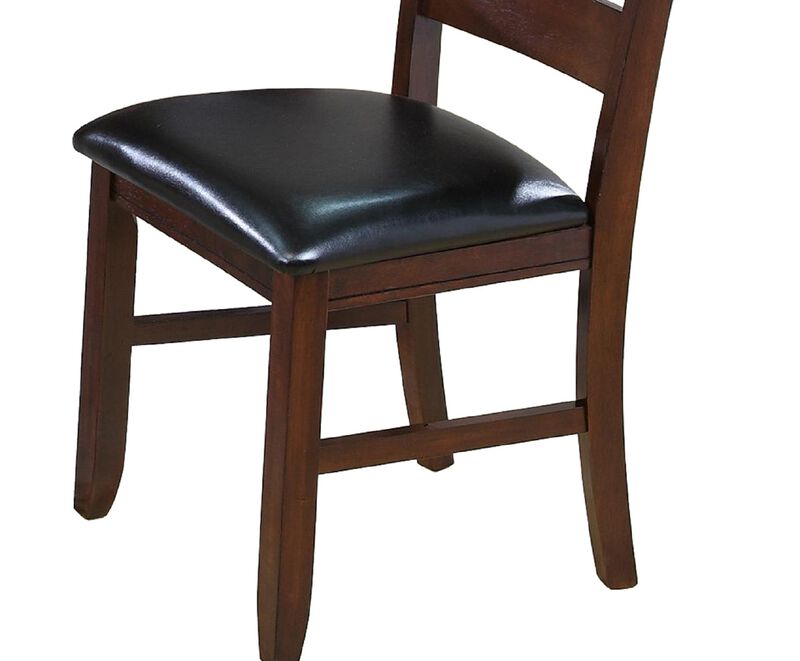 Contemporary Dining Chairs Set of 2  Solid Wood Faux Leather Cushion Side Chairs Kitchen Dining Room Furniture