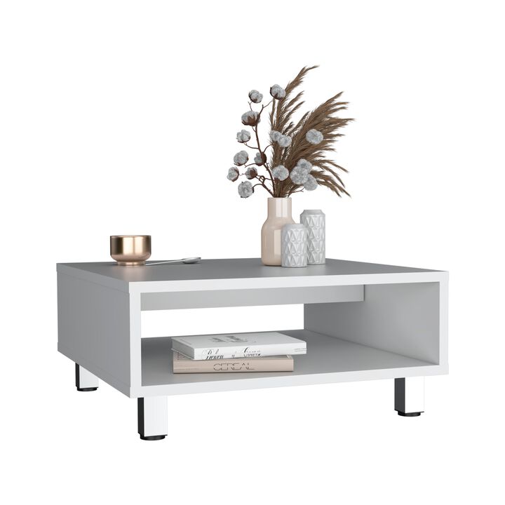 Chiniak Coffee Table 10.6" H, 1 shelf, 4 legs, Black