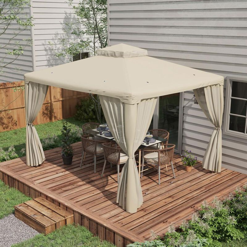 Hivvago 9.6' x 11.6' Garden Gazebo with Double Roof image number 1
