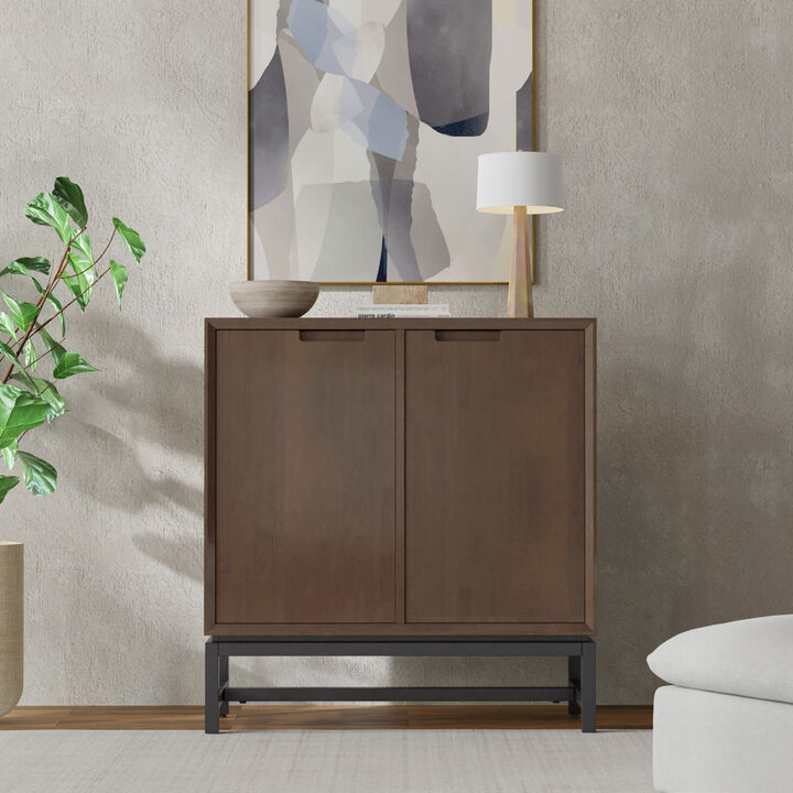 Banting SOLID HARDWOOD 39 inch Wide Modern Industrial Medium Storage Cabinet in Walnut Brown