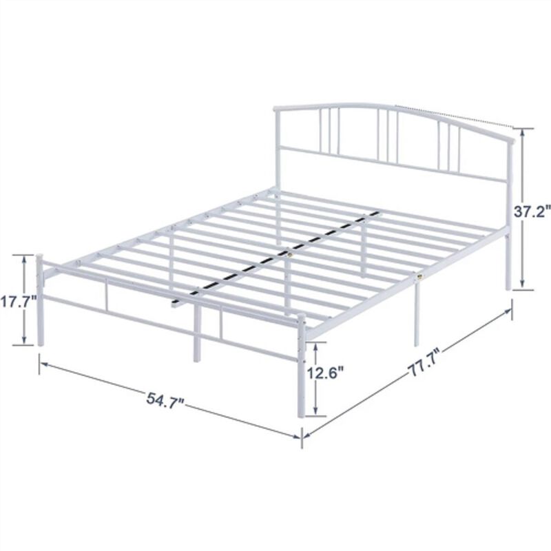 Sturdy Metal Platform Bed with Graceful Arched Headboard &ndash; Easy Assembly image number 3