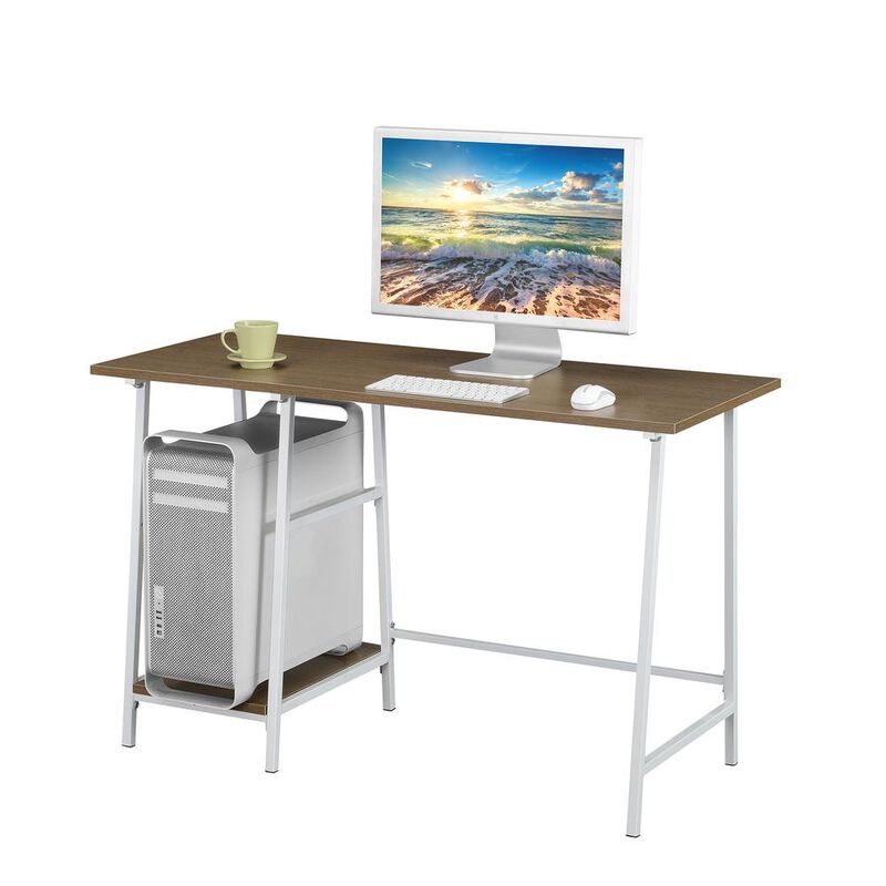 Convenience Concepts Designs2Go Trestle Wood Metal Desk with Removable Shelves