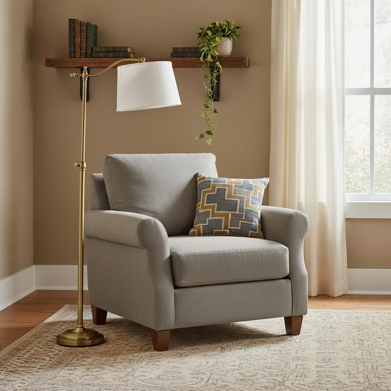 HomeRoots 63" Bronze Adjustable Height Swing Arm Floor Lamp With White Fabric Shade image number 1