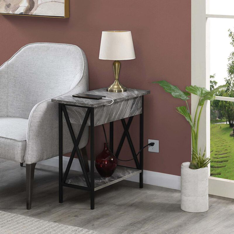 Convenience Concepts Tucson Flip Top End Table with Charging Station