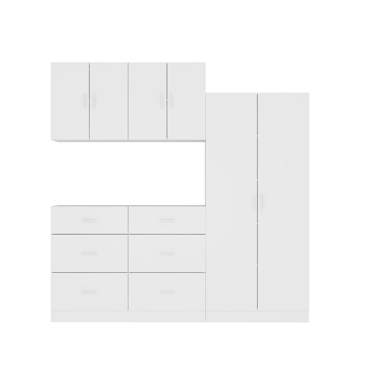 FUFU&GAGA Modern Wardrobe with Adjustable Shelves, Drawers, and Cabinets (78.7" W x 15.7" D x 70.1" H), White