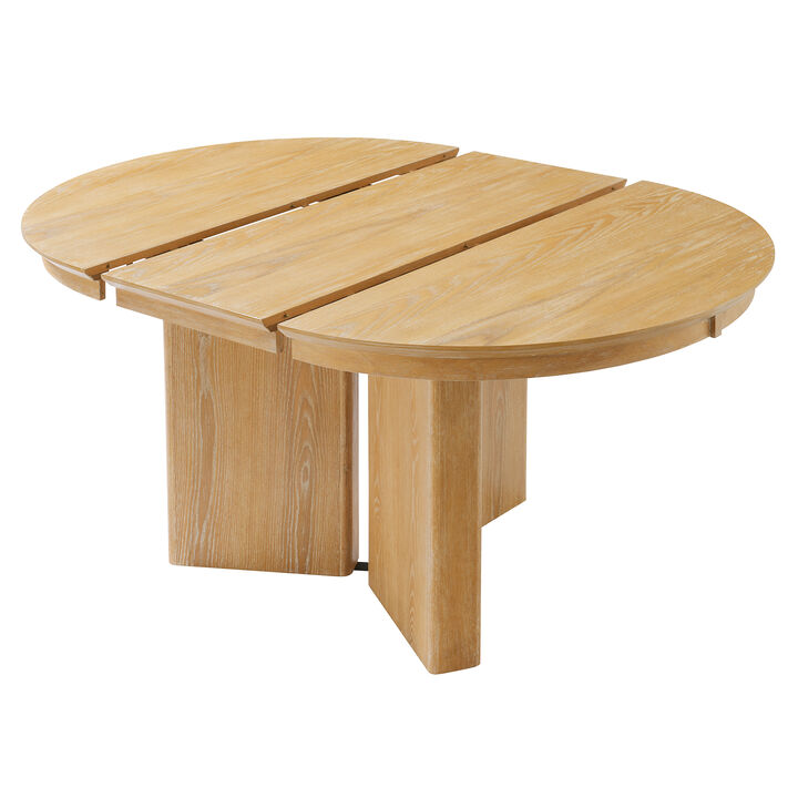 Merax Extendable Oval Dining Table with Pedestal Base & 220lbs Capacity &ndash; Oak Grain Finish