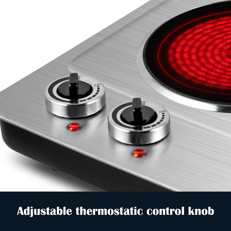 Cusimax 1800W Infrared Ceramic Electric Hot Plate for Cooking, Portable Countertop Burner Glass Heating Plate with 2 Knob Control image number 5