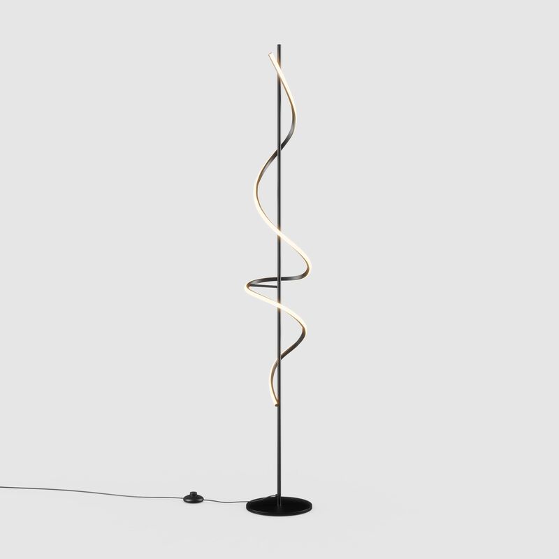 Sculptural Curve 24W LED Floor Lamp 51 in. - 3000K Warm White - Stepless Dimming in Matte Black