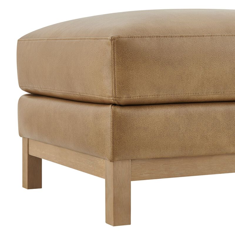 Modway Roscoe Vegan Leather Ottoman in Toast - Faux Leather Rectangular Footstool for Living Room, Bedroom, or Lounge Seating image number 7