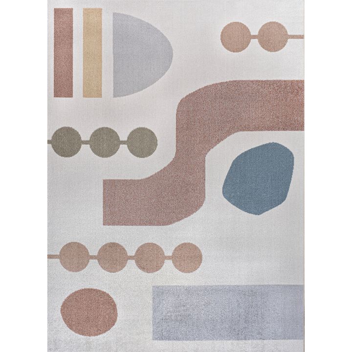 Riley Abstract Coastal Contemporary Machine-Washable Runner Rug