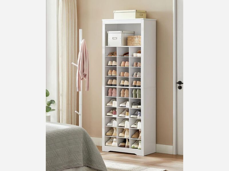 Entryway Shoe Storage Cabinet 10 Tier White Vasagle Rack Organizer image number 2