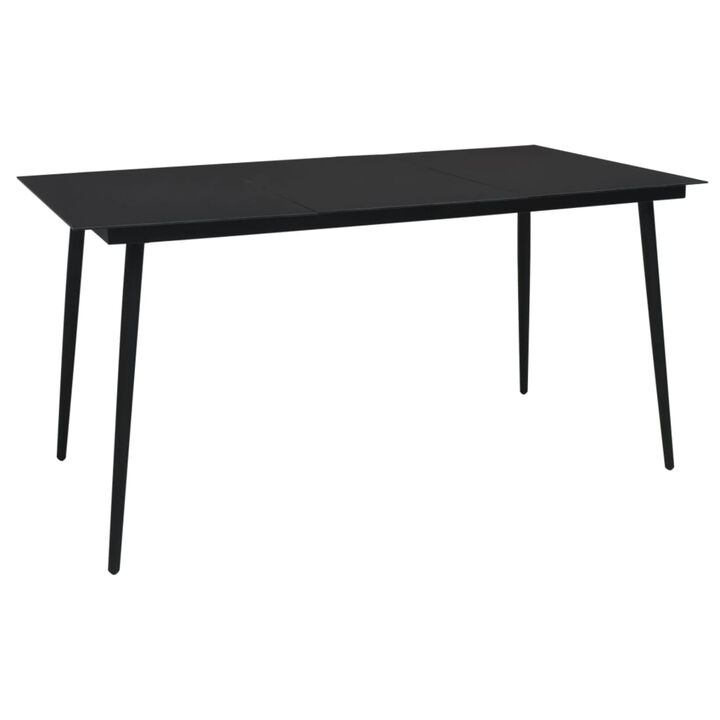 vidaXL Garden Dining Table Black 74.8"x35.4"x29.1" Steel and Glass