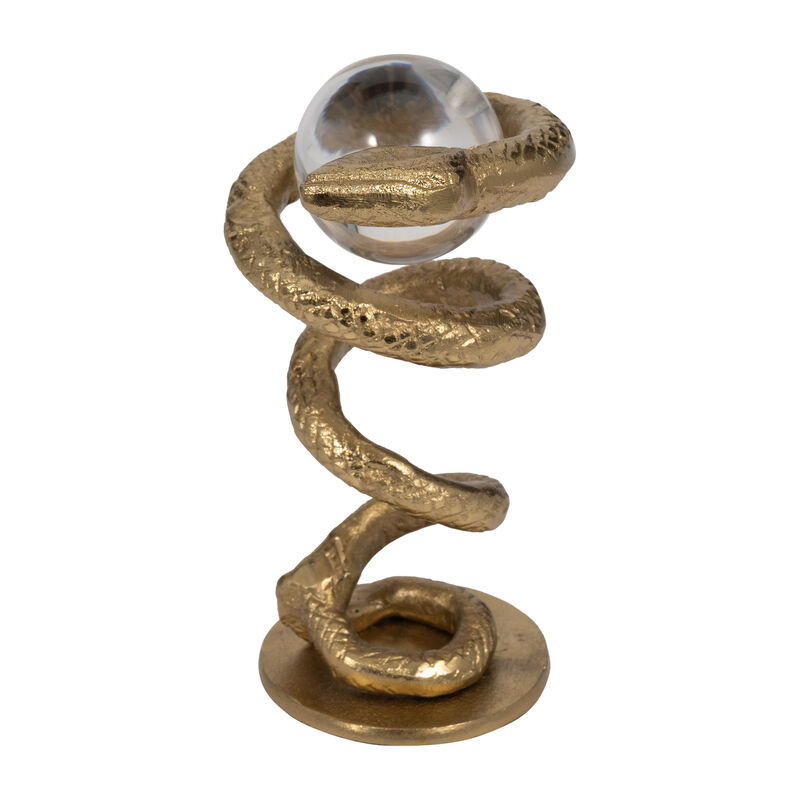 Metal, 7" Snake Coil W/ Acrylic Ball, Gold image number 1
