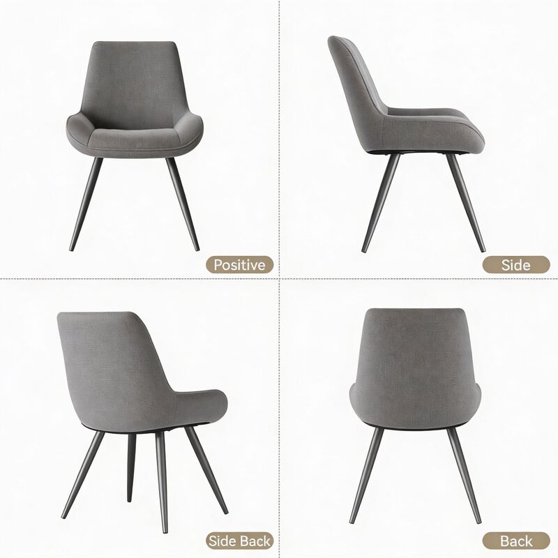 Modern Ribbed Fabric Upholstered Dining Chair Set of 4 image number 2