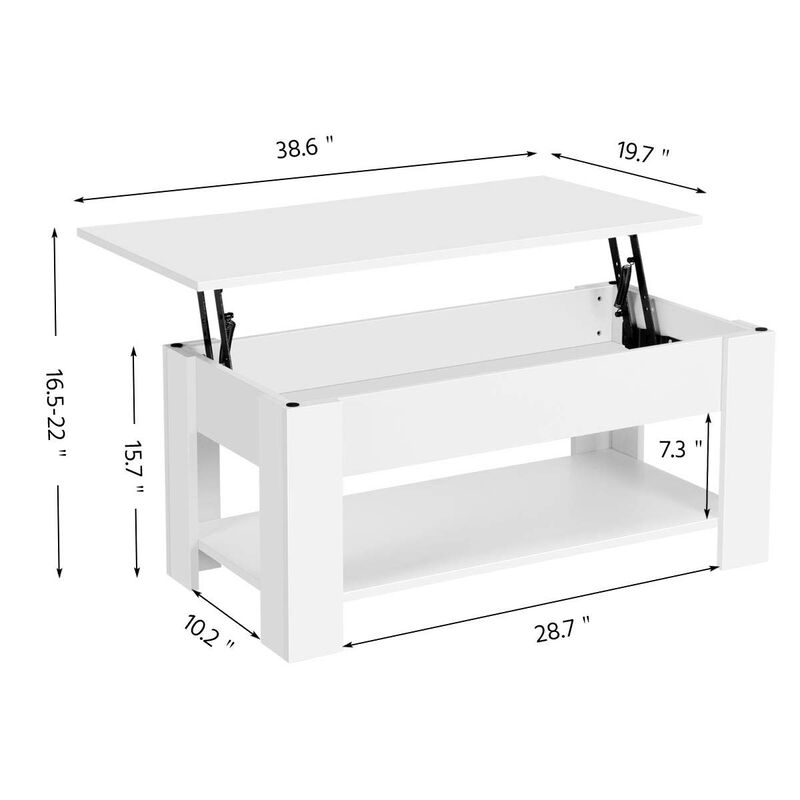 Yaheetech Lift Top Coffee Table w/Hidden Storage Compartment and Storage Shelf - Lift Tabletop for Living Room Reception Room, W