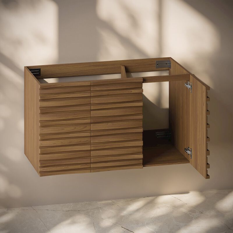 Cascade 36" Wall-Mounted Bathroom Vanity Cabinet without Top in Brown Oak image number 4