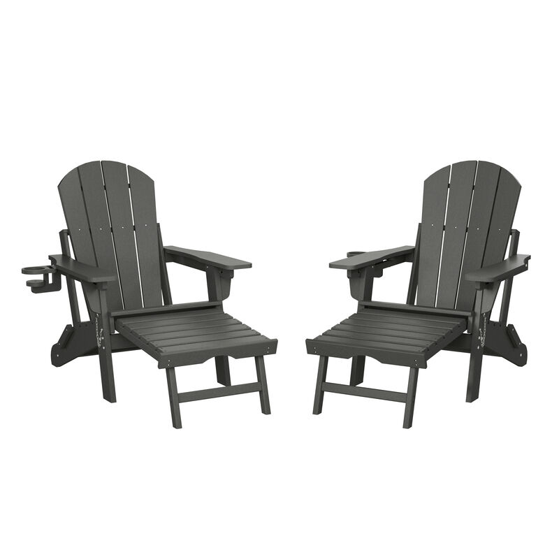WestinTrends Folding Adjustable Adirondack Chair with Retractable Ottoman and Cup Holder (Set of 2) image number 0
