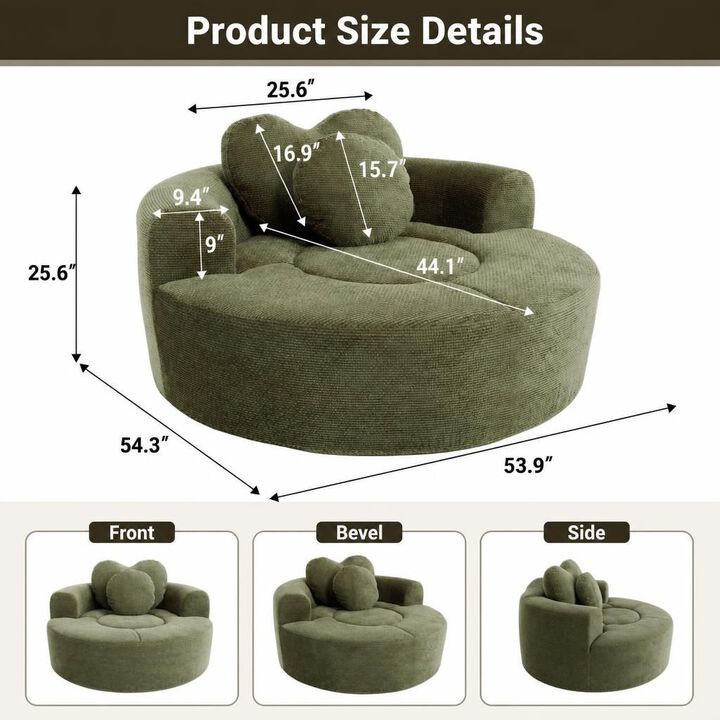 GOODSILO Multi-functional Round Memory Foam Sectional Convertible Sofa Bed Cloud Couch for Small Living Spaces, Apartments and Offices