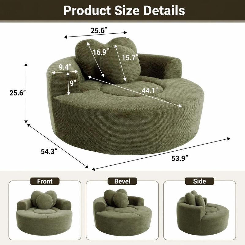 GOODSILO Multi-functional Round Memory Foam Sectional Convertible Sofa Bed Cloud Couch for Small Living Spaces, Apartments and Offices image number 1