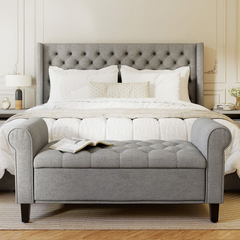 Hivvago End of Bed Storage Ottoman with Rolled Arms image number 1