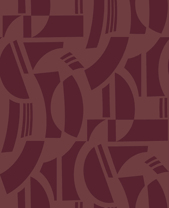 Carter Burgundy Geometric Flock Wallpaper
