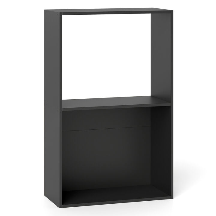 Freestanding 3-Tier Bookshelf with Open Storage Compartments