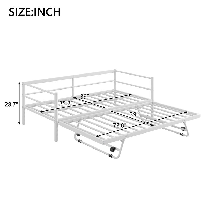 Merax Metal Daybed with LED and Adjustable Trundle