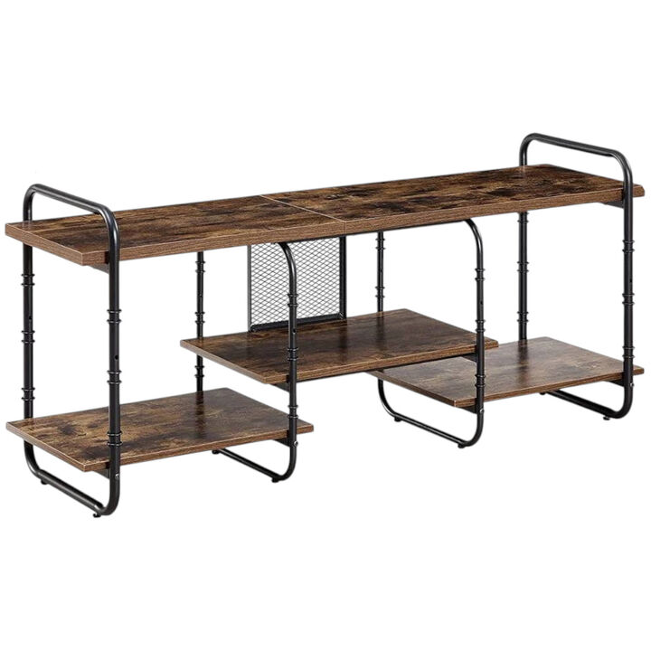 Rustic Industrial TV Stand with Open Storage &ndash; Fits TVs up to 60 Inches