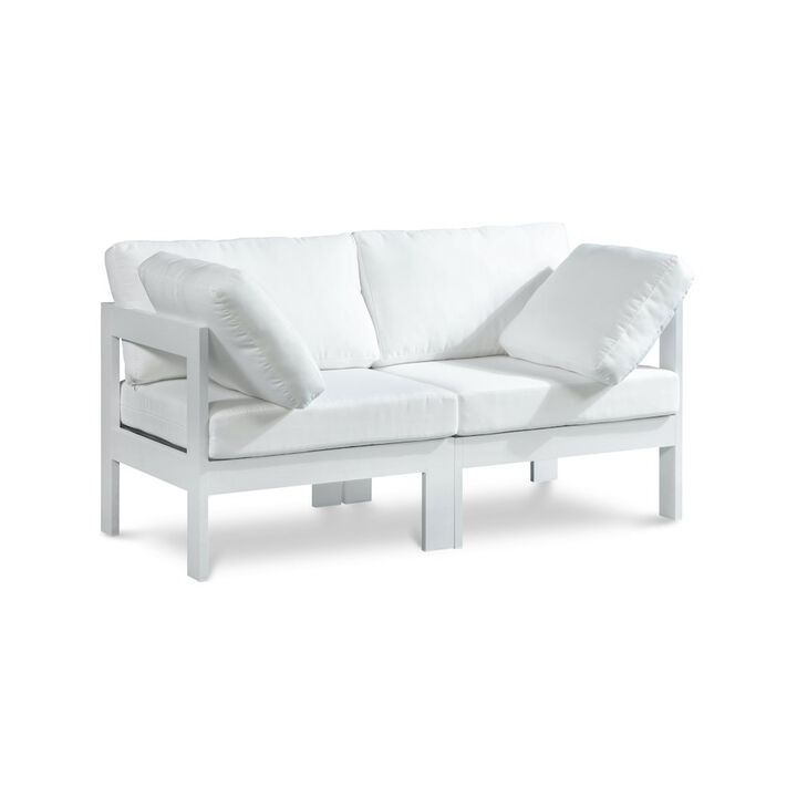 Meridian Furniture Nizuc White Water Resistant Fabric Outdoor Patio Modular Sofa