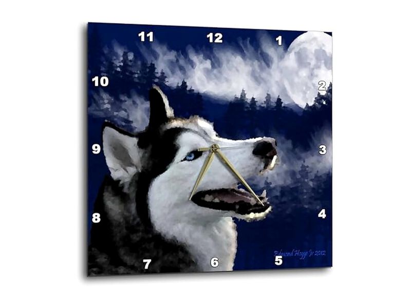 Blue Eyed Alaskan Husky Wall Clock 10 Inch Home Decor image number 0