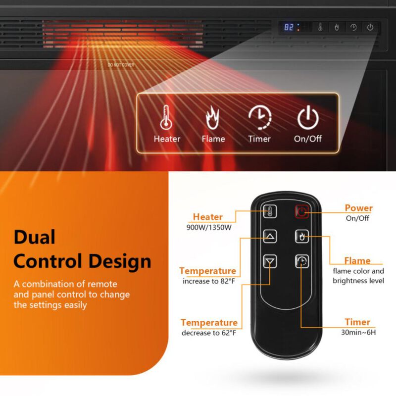 Hivvago 28 Inch Electric Freestanding and Recessed Fireplace with Remote