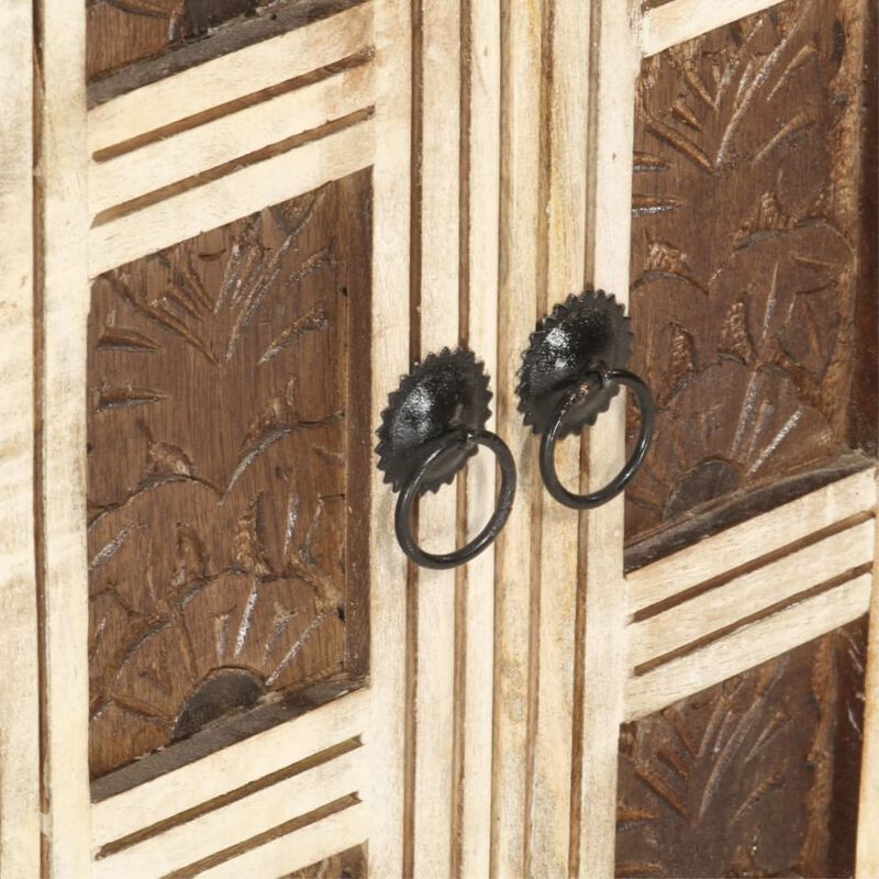 vidaXL Sideboard White 25.6"x11.8"x29.5" Solid Mango Wood