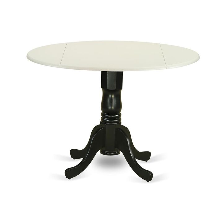 East West Furniture Dining Table Linen White & Black, DLT-LBK-TP