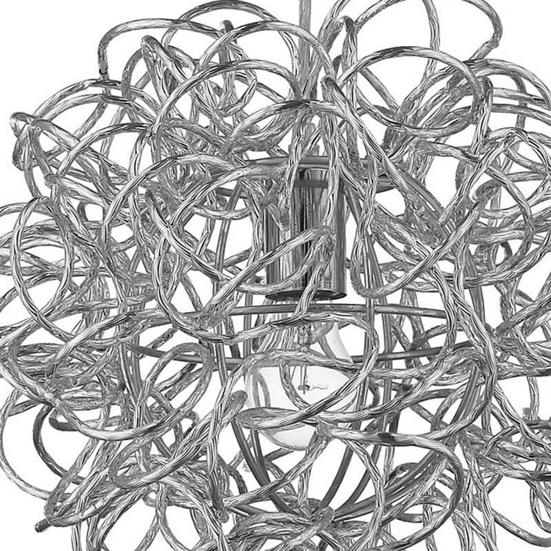 HomeRoots Mingle 1-Light Polished Chrome Pendant With Faceted Chrome Aluminum Wire Shade image number 2