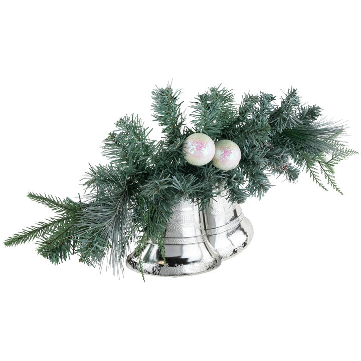18" Decorated Pine Artificial Christmas Swag with Silver Bells