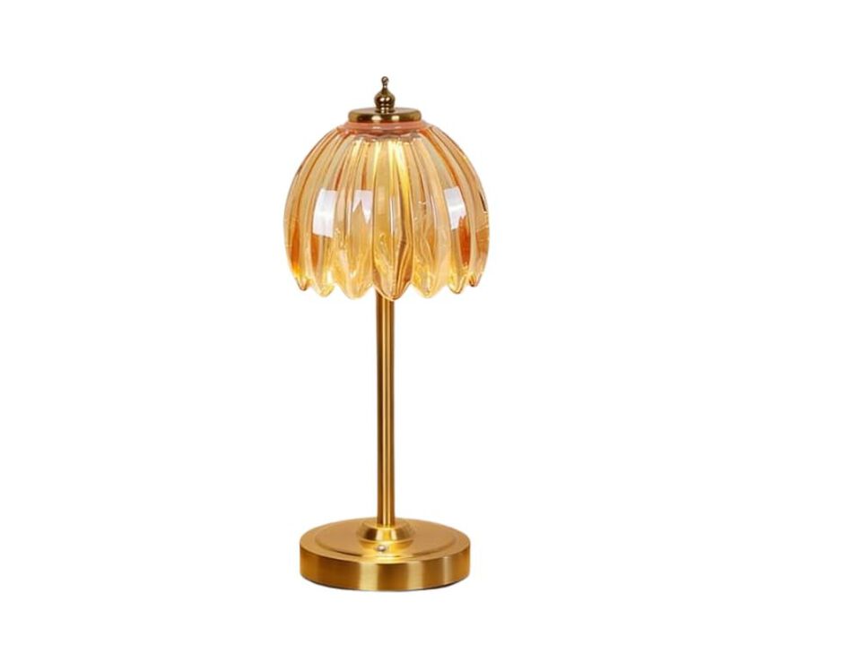 Rechargeable Glass Table Lamp with 5000mAh Battery, Touch Dimmable Night Light